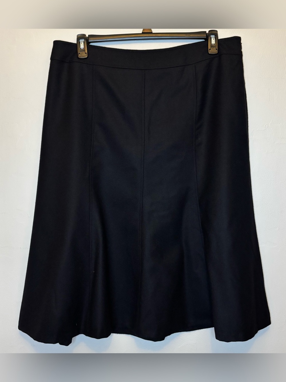 Vintage Pendleton Black Virgin Wool Paneled Flare Midi Skirt USA Sz 16